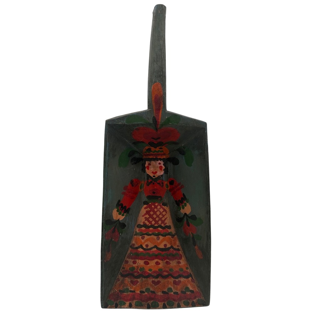 Vtg Peter Hunt Signed Folk Art Mid-Century Cape Cod Peasant Girl Grain Trowel